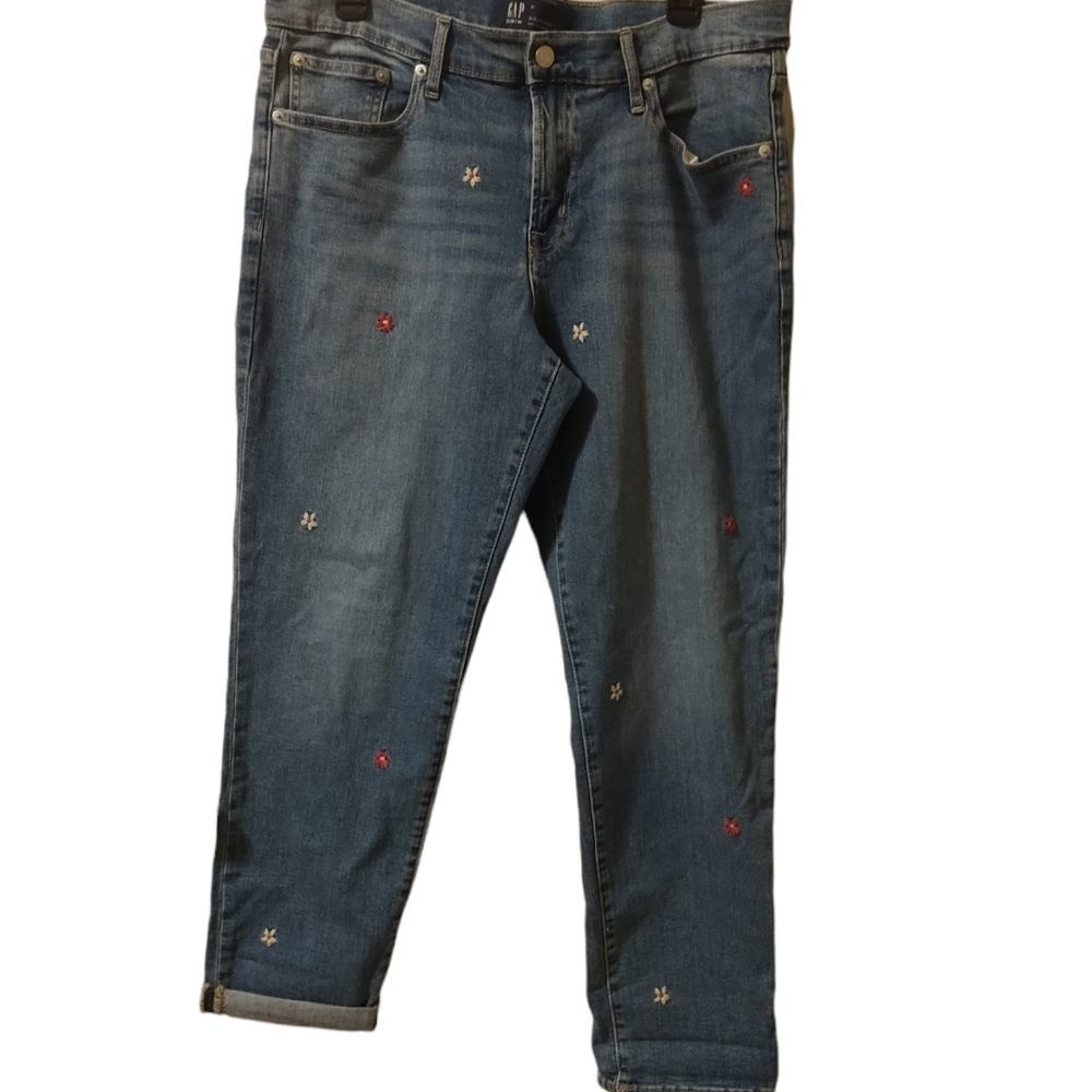 GAP girlfriend Embroidered Blue Jeans
